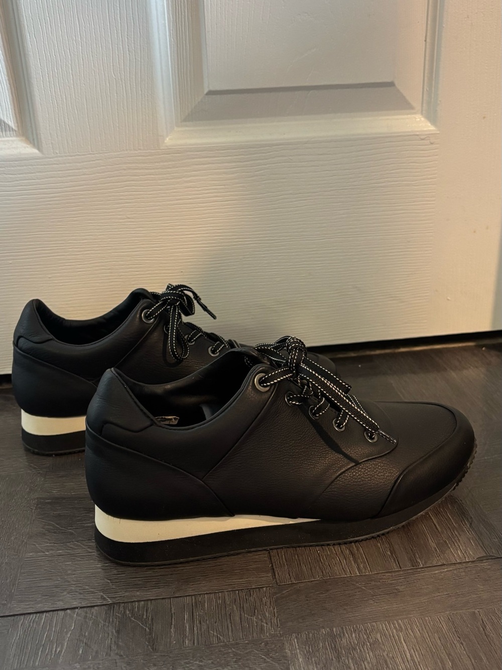 MAXMARA Black Leather Sneakers Size 8
